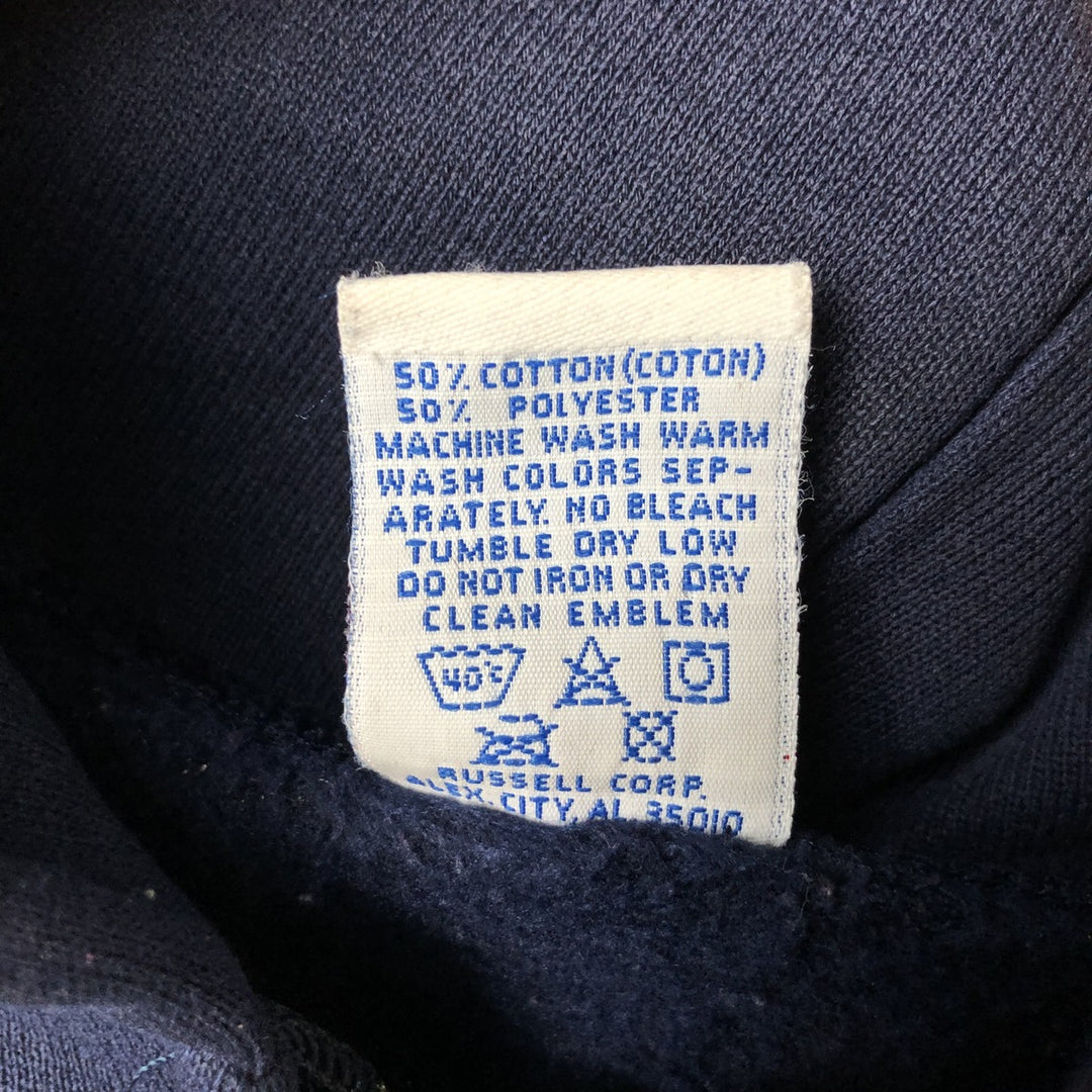 Vintage 90'S Russell Athletic full-zip sweatshirt hoodie, made in the USA, size L, men's cotton navy blue type Vintage Second Hand