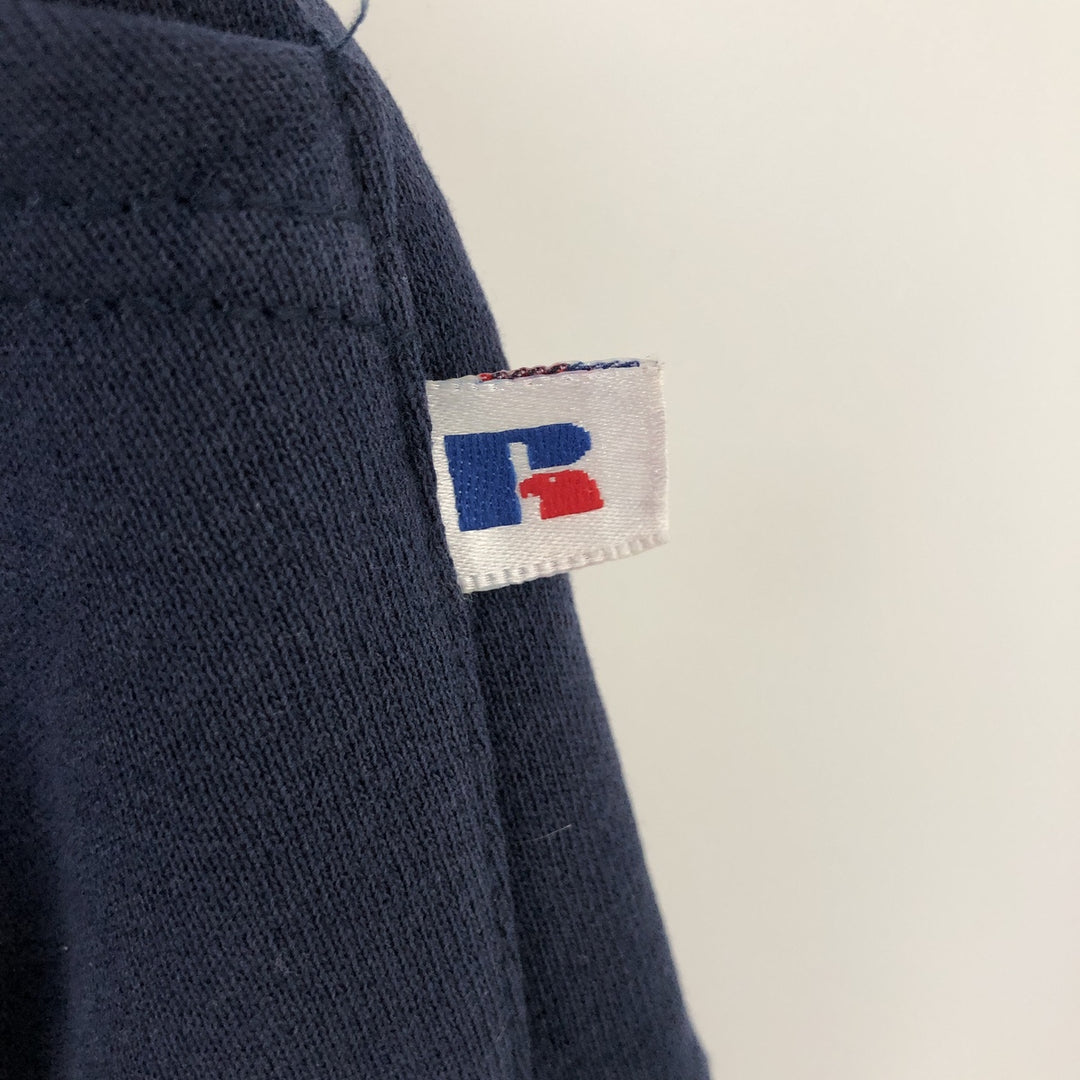 Vintage 90'S Russell Athletic full-zip sweatshirt hoodie, made in the USA, size L, men's cotton navy blue type Vintage Second Hand