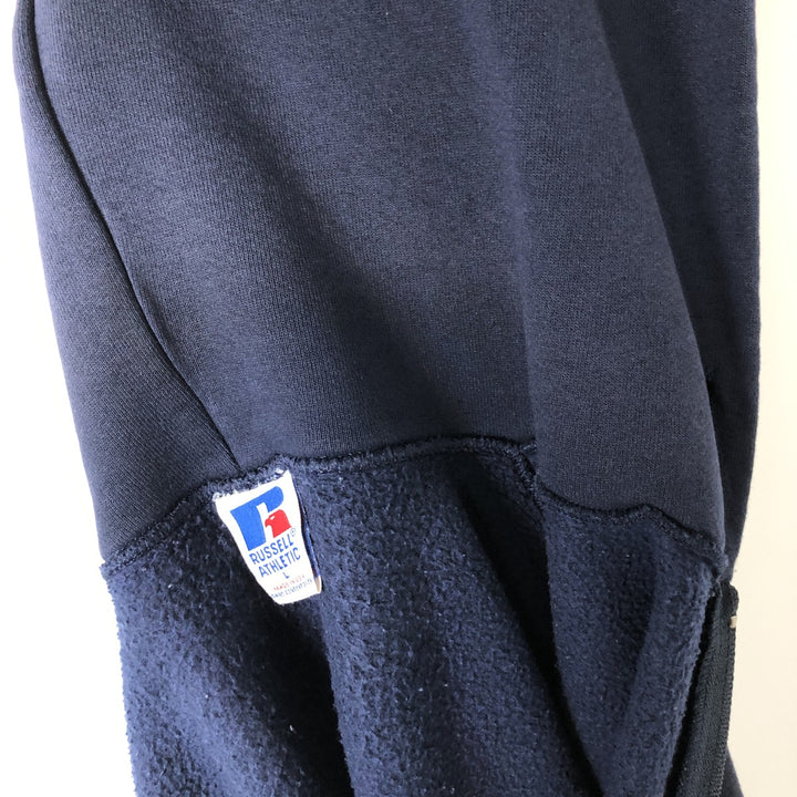 Vintage 90'S Russell Athletic full-zip sweatshirt hoodie, made in the USA, size L, men's cotton navy blue type Vintage Second Hand