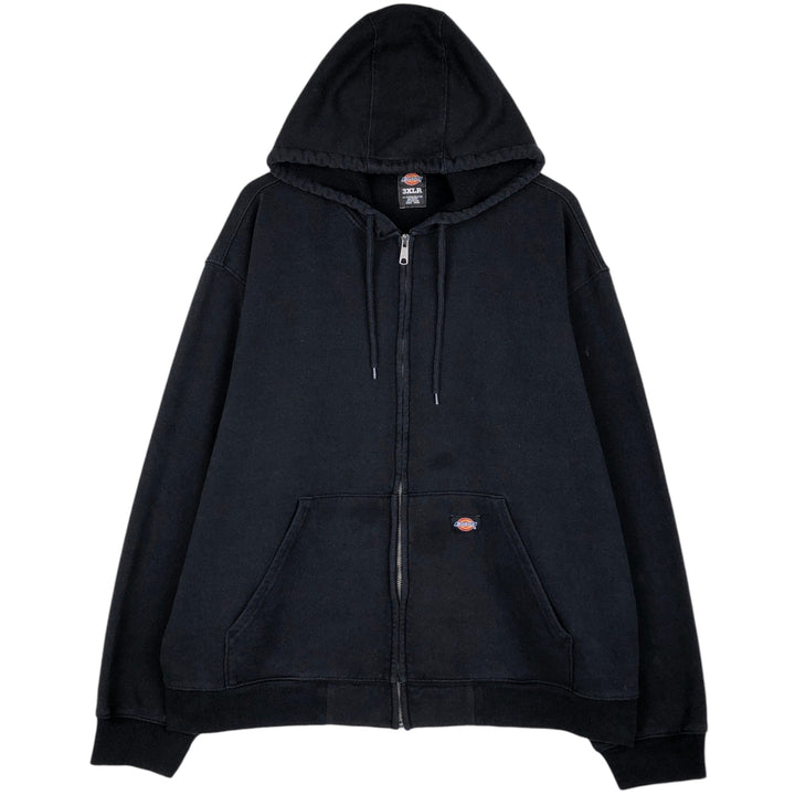 Dickies sweat full-zip hoodie, men's size XXXL equivalent. polyester black type Vintage Second Hand