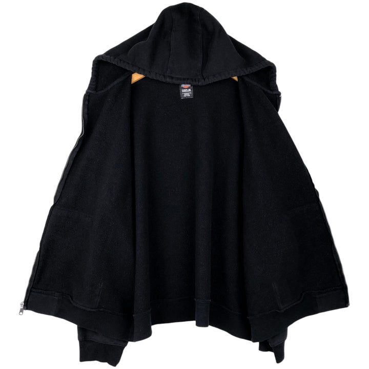 Dickies sweat full-zip hoodie, men's size XXXL equivalent. polyester black type Vintage Second Hand
