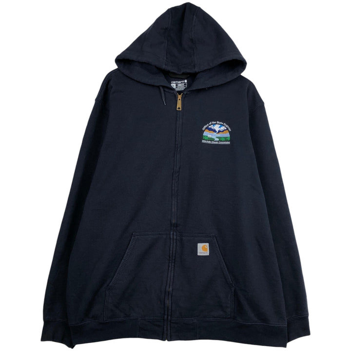 Carhartt Loose Fit Advertising Sweat Full-Zip Hoodie, Men's Size XL (approx.) cotton navy blue type Vintage Second Hand