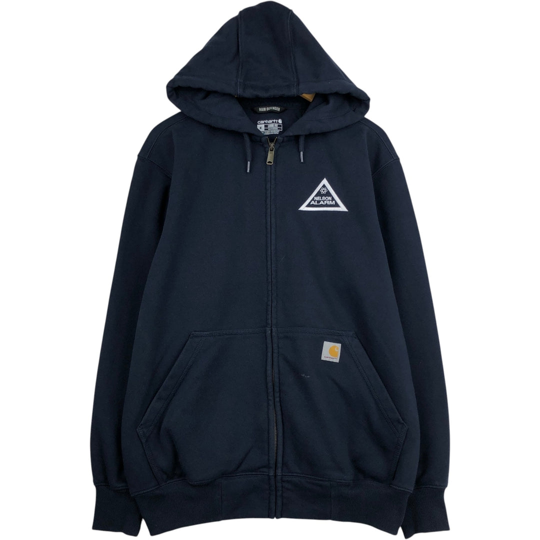 Carhartt Loose Fit RAIN DEFENDER Advertising Full-Zip Sweatshirt Hoodie (Men's Size M) cotton navy blue type Vintage Second Hand