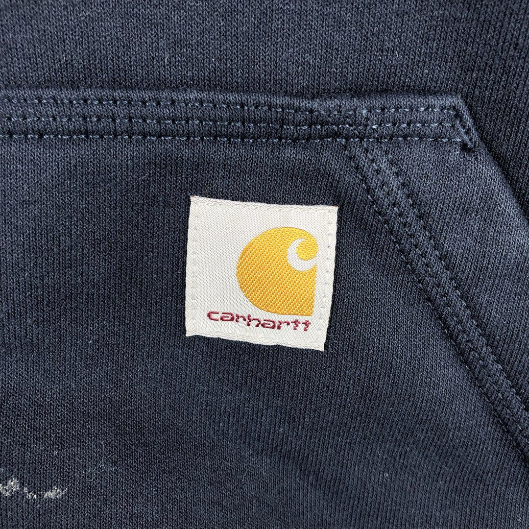 Carhartt Loose Fit RAIN DEFENDER Advertising Full-Zip Sweatshirt Hoodie (Men's Size M) cotton navy blue type Vintage Second Hand