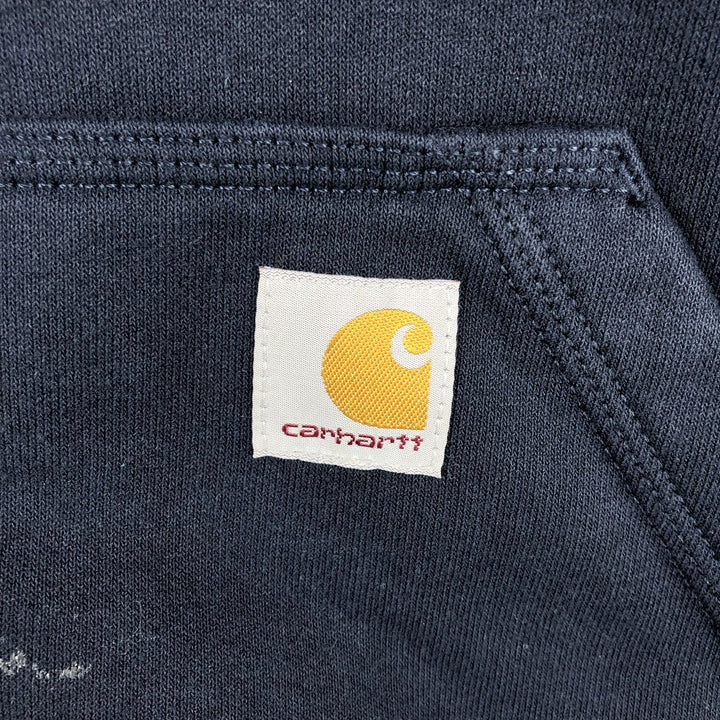 Carhartt Loose Fit RAIN DEFENDER Advertising Full-Zip Sweatshirt Hoodie (Men's Size M) cotton navy blue type Vintage Second Hand
