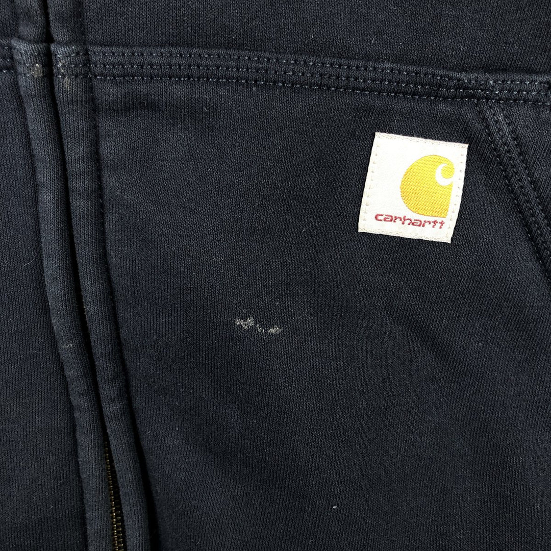 Carhartt Loose Fit RAIN DEFENDER Advertising Full-Zip Sweatshirt Hoodie (Men's Size M) cotton navy blue type Vintage Second Hand
