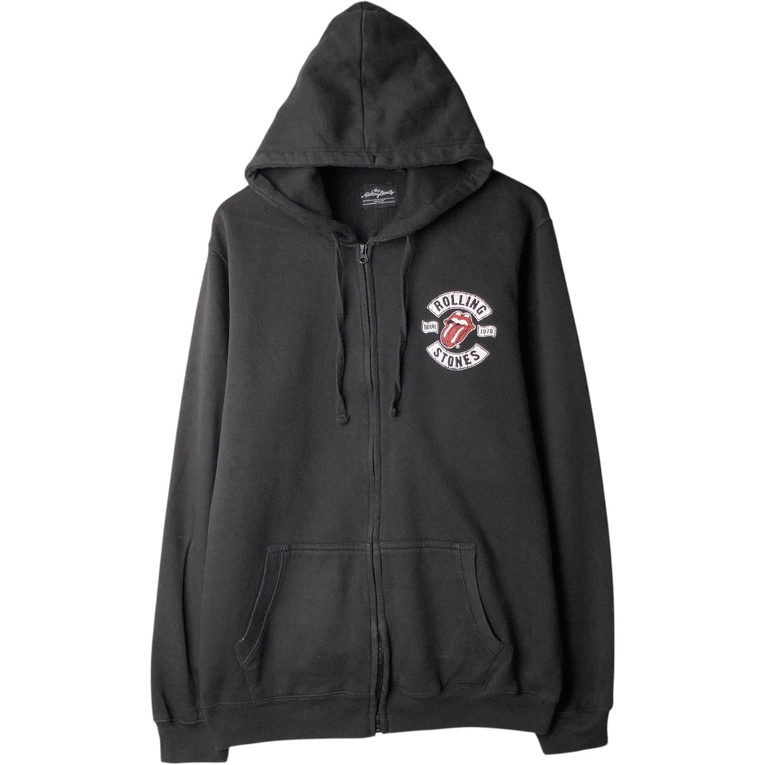 THE ROLLING STONES Band Sweatshirt Full-Zip Hoodie (Men's Size S) unclear black type Vintage Second Hand