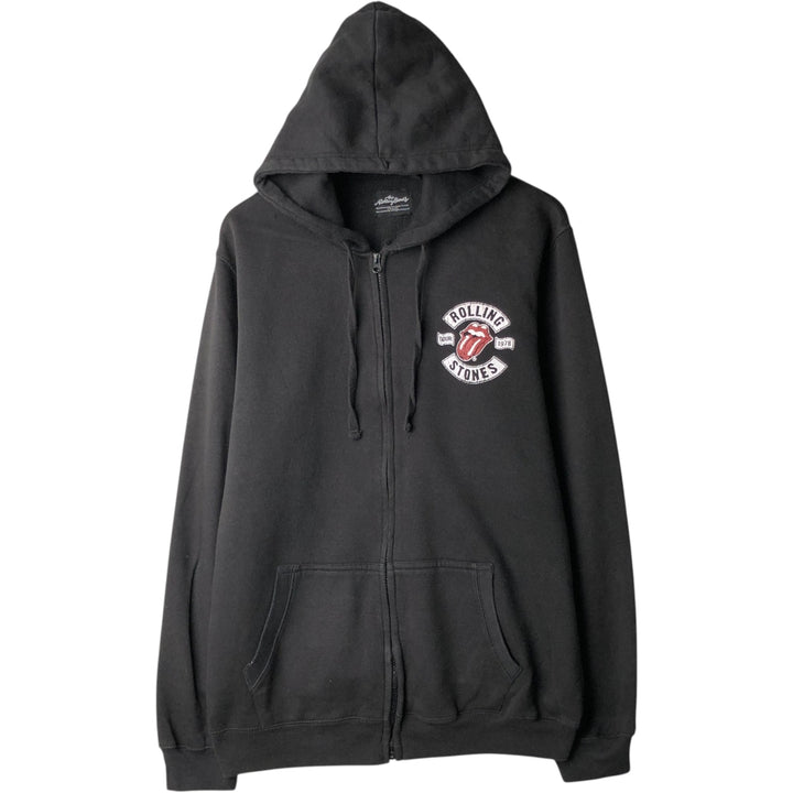 THE ROLLING STONES Band Sweatshirt Full-Zip Hoodie (Men's Size S) unclear black type Vintage Second Hand