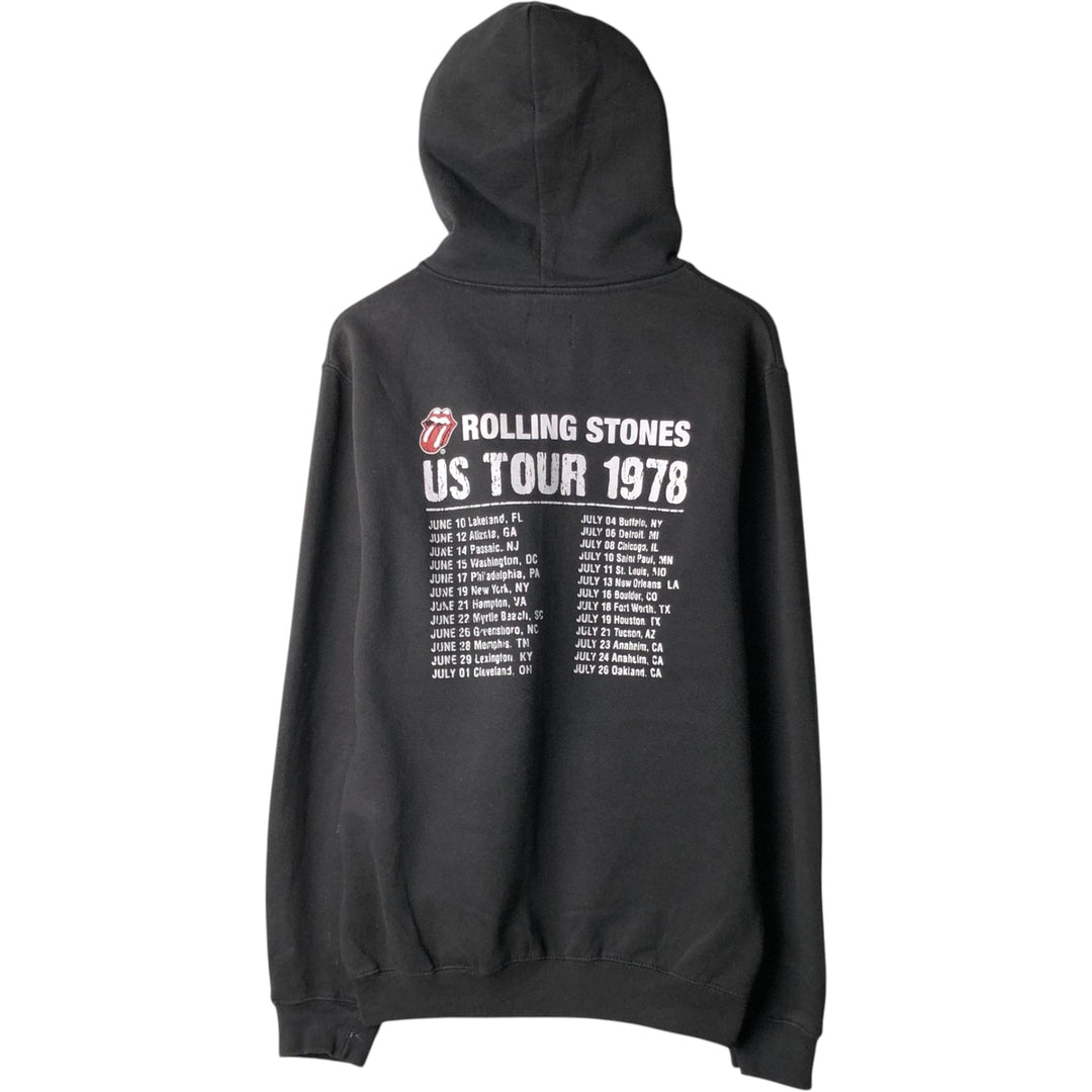 THE ROLLING STONES Band Sweatshirt Full-Zip Hoodie (Men's Size S) unclear black type Vintage Second Hand