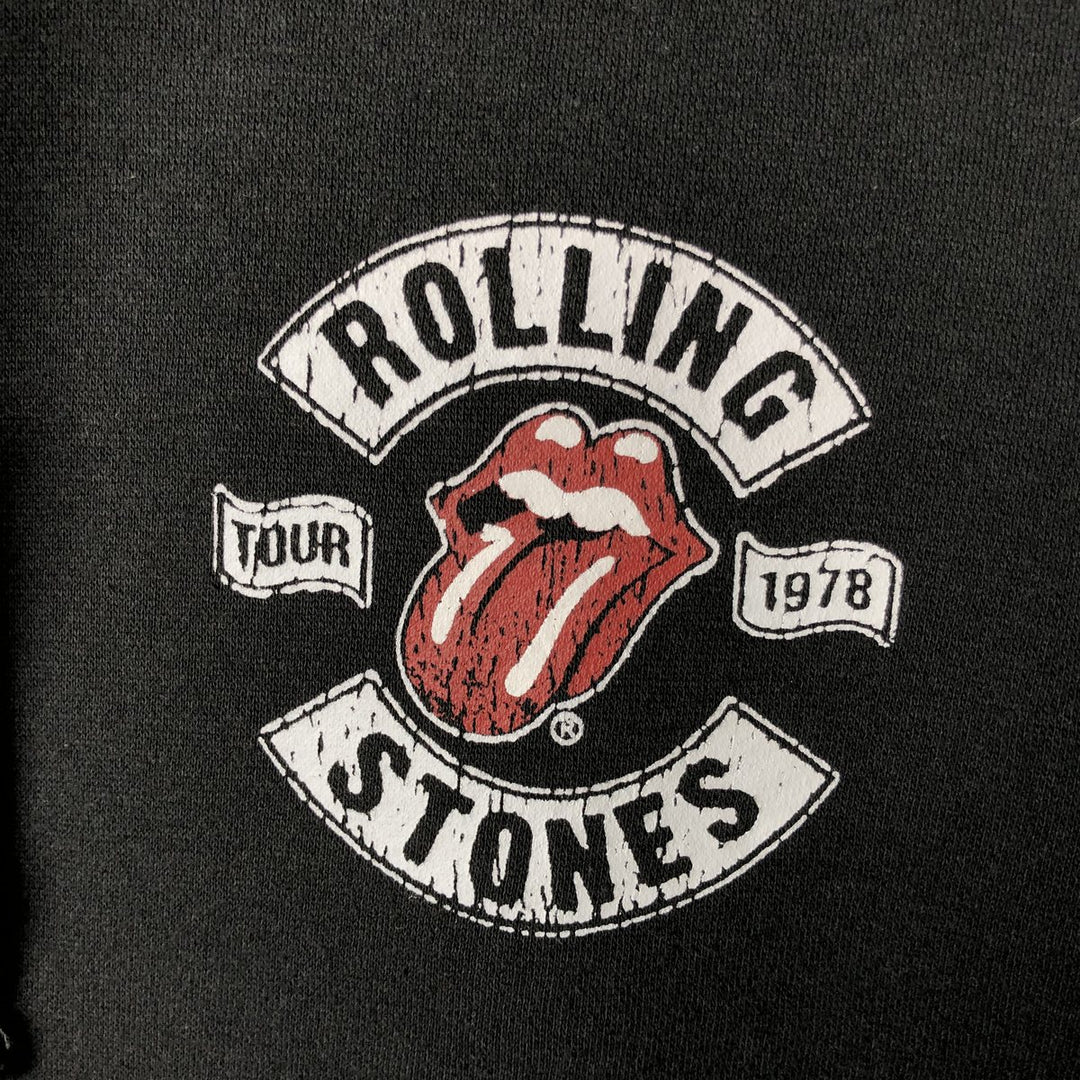 THE ROLLING STONES Band Sweatshirt Full-Zip Hoodie (Men's Size S) unclear black type Vintage Second Hand