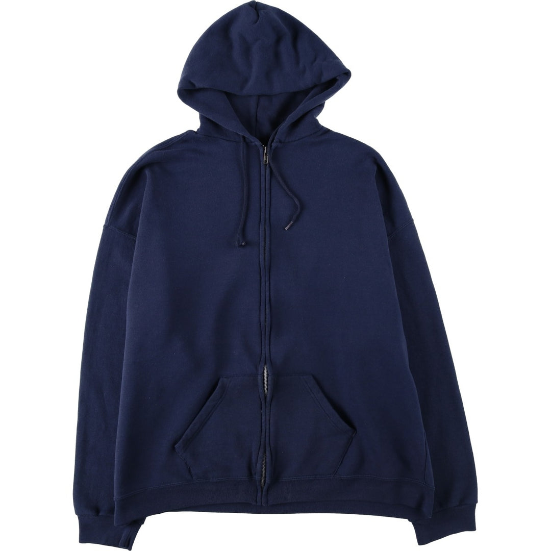 2000'S Russell Dri-POWER Full-Zip Sweatshirt Hoodie, Men's XXL equivalent. polyester navy blue type Vintage Second Hand