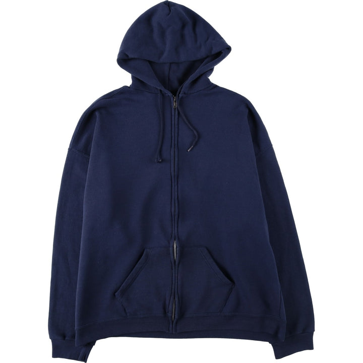 2000'S Russell Dri-POWER Full-Zip Sweatshirt Hoodie, Men's XXL equivalent. polyester navy blue type Vintage Second Hand