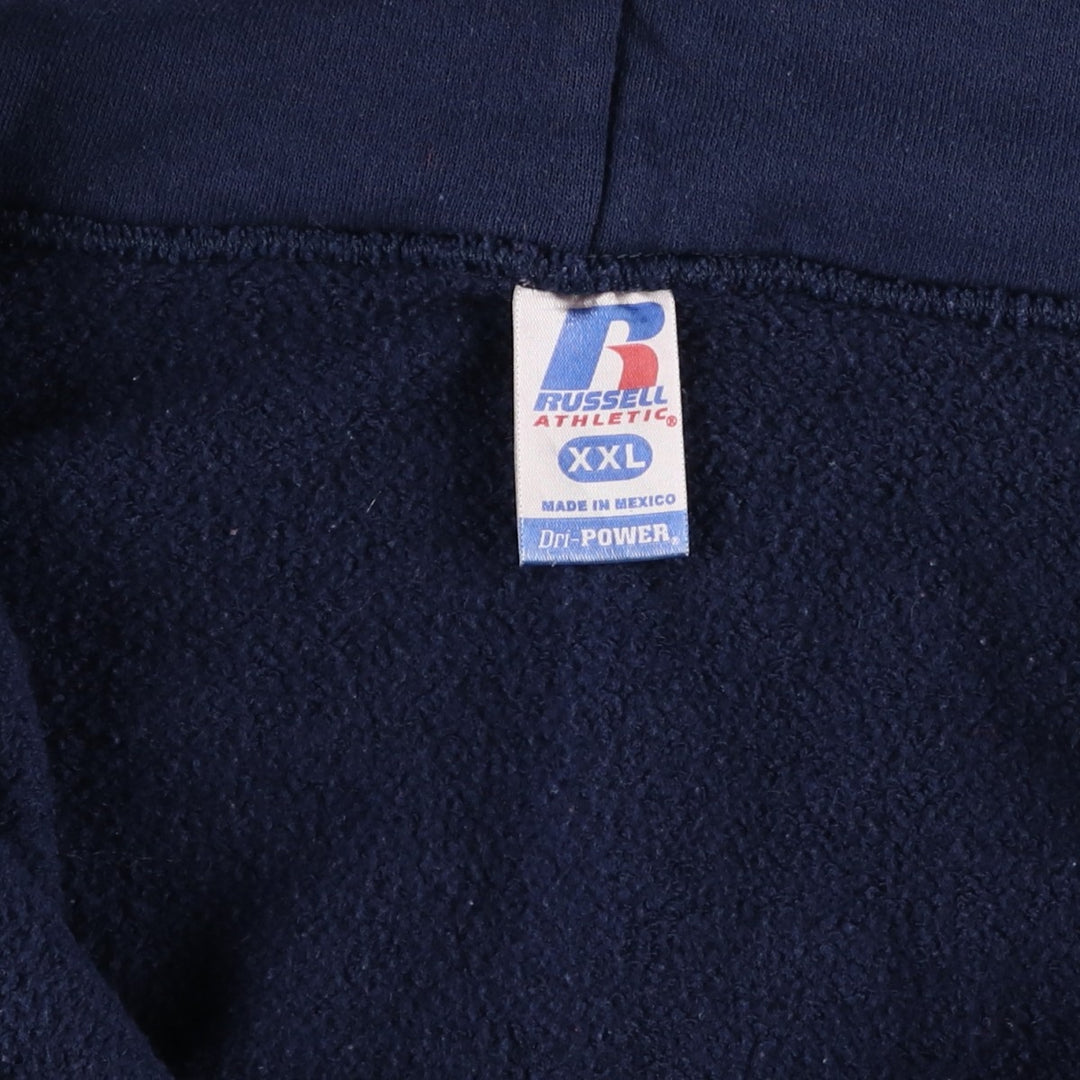 2000'S Russell Dri-POWER Full-Zip Sweatshirt Hoodie, Men's XXL equivalent. polyester navy blue type Vintage Second Hand
