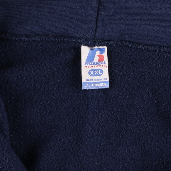2000'S Russell Dri-POWER Full-Zip Sweatshirt Hoodie, Men's XXL equivalent. polyester navy blue type Vintage Second Hand
