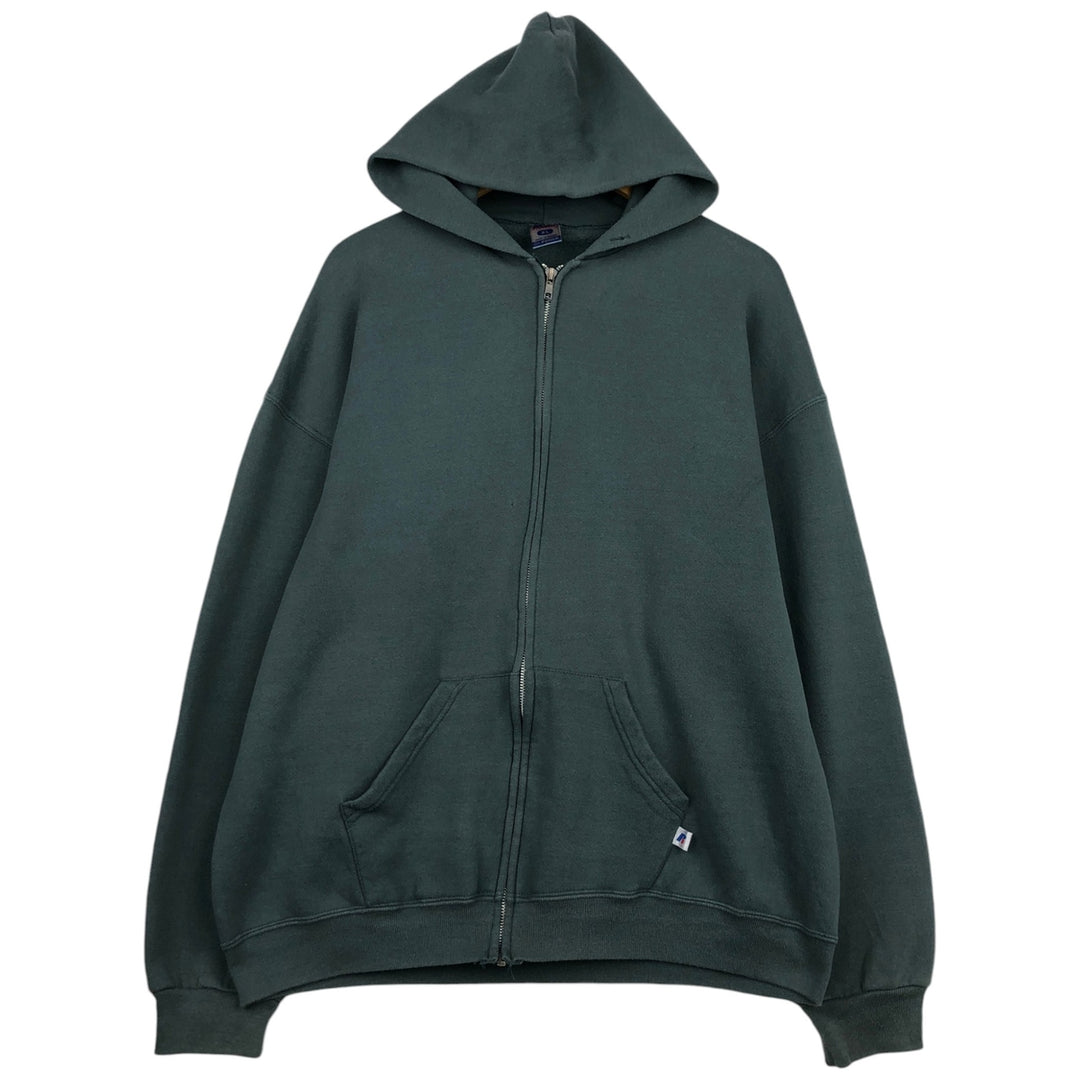 2000'S ~ Russell Sweat Full Zip Hoodie Men's XL cotton Khaki type sage green Vintage Second Hand