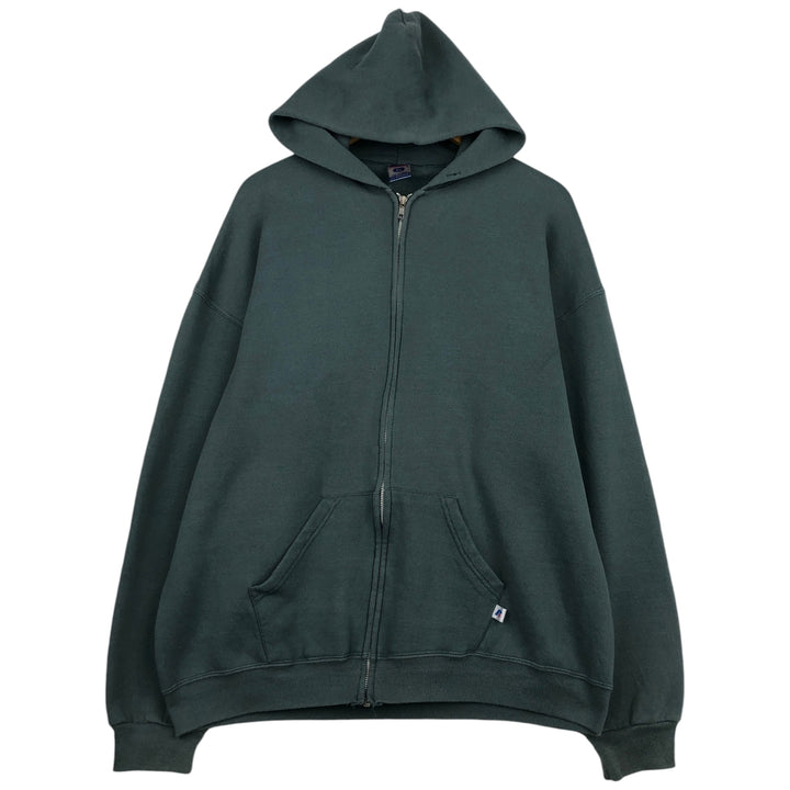 2000'S ~ Russell Sweat Full Zip Hoodie Men's XL cotton Khaki type sage green Vintage Second Hand