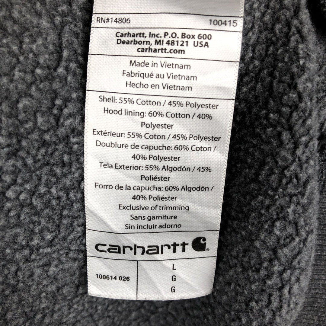 Carhartt Sweat Full Zip Hoodie Men's L size cotton gray type Vintage Second Hand