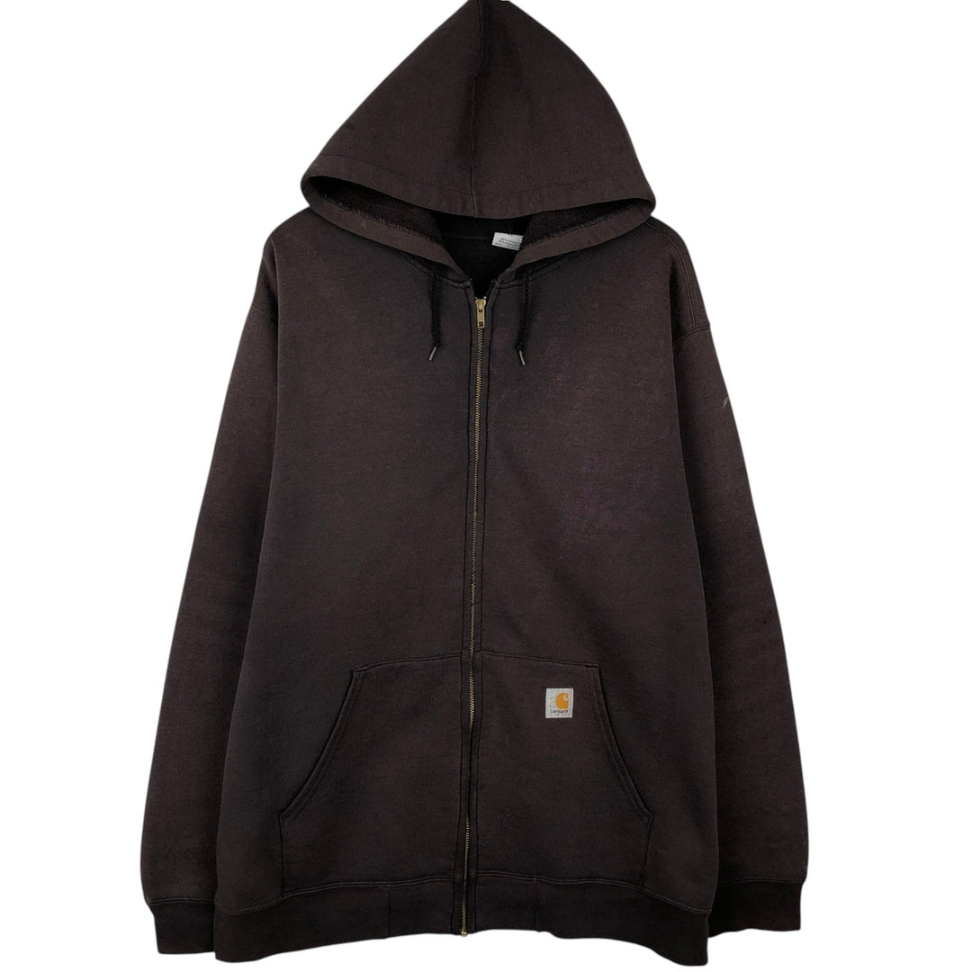 Carhartt Sweat Full Zip Hoodie Men's XL cotton brown type Vintage Second Hand