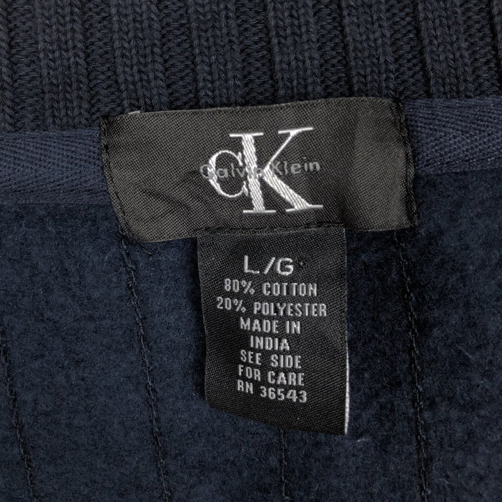 90s-00'S Calvin Klein full-zip sweatshirt, men's size L cotton navy blue type Vintage Second Hand