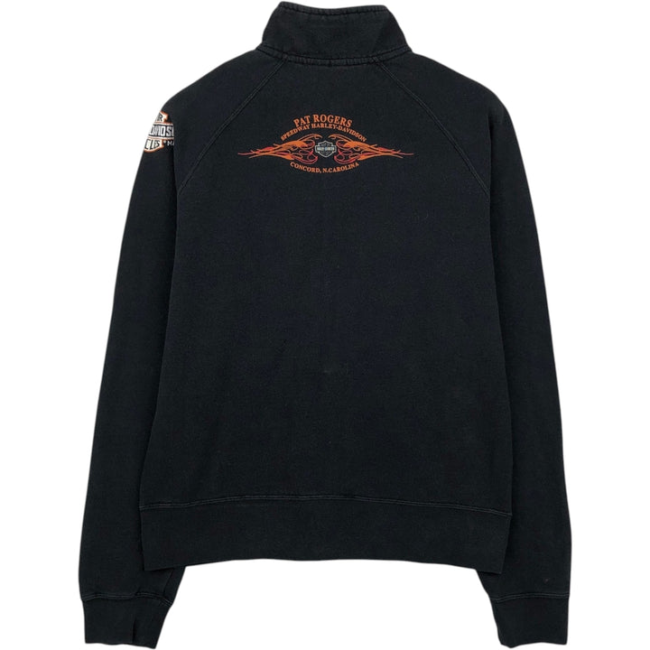 Harley-Davidson Fire Pattern Full-Zip Sweatshirt (Men's Size L) cotton black type Vintage Second Hand