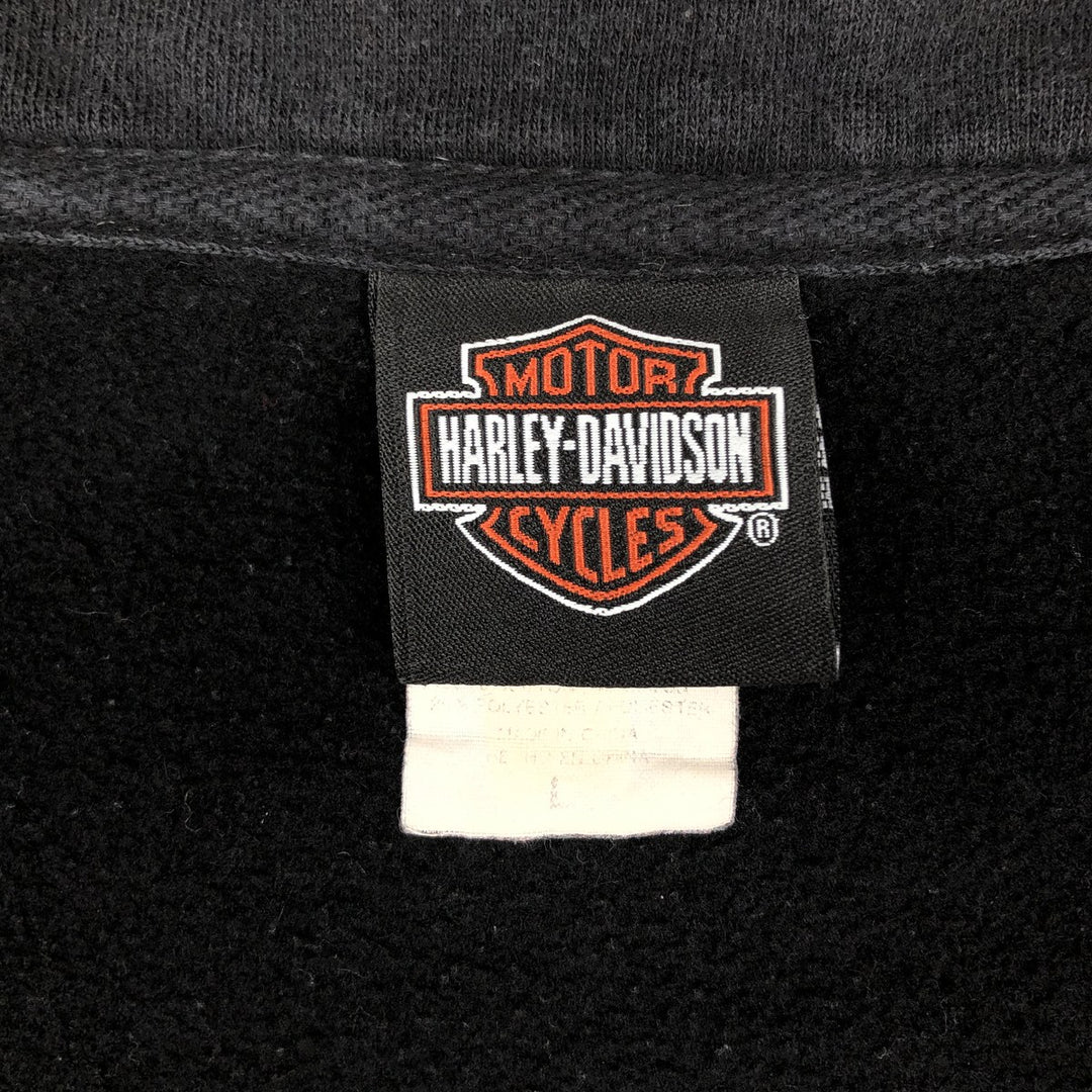 Harley-Davidson Fire Pattern Full-Zip Sweatshirt (Men's Size L) cotton black type Vintage Second Hand