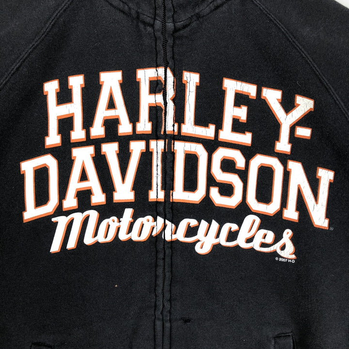 Harley-Davidson Fire Pattern Full-Zip Sweatshirt (Men's Size L) cotton black type Vintage Second Hand