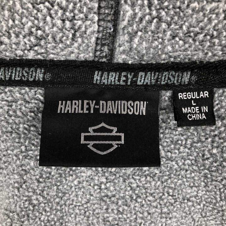 Harley-Davidson Skull Pattern Full-Zip Hoodie, Men's Size L cotton black type Vintage Second Hand
