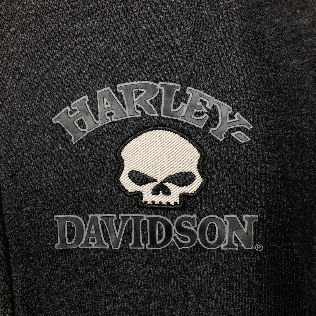 Harley-Davidson Skull Pattern Full-Zip Hoodie, Men's Size L cotton black type Vintage Second Hand