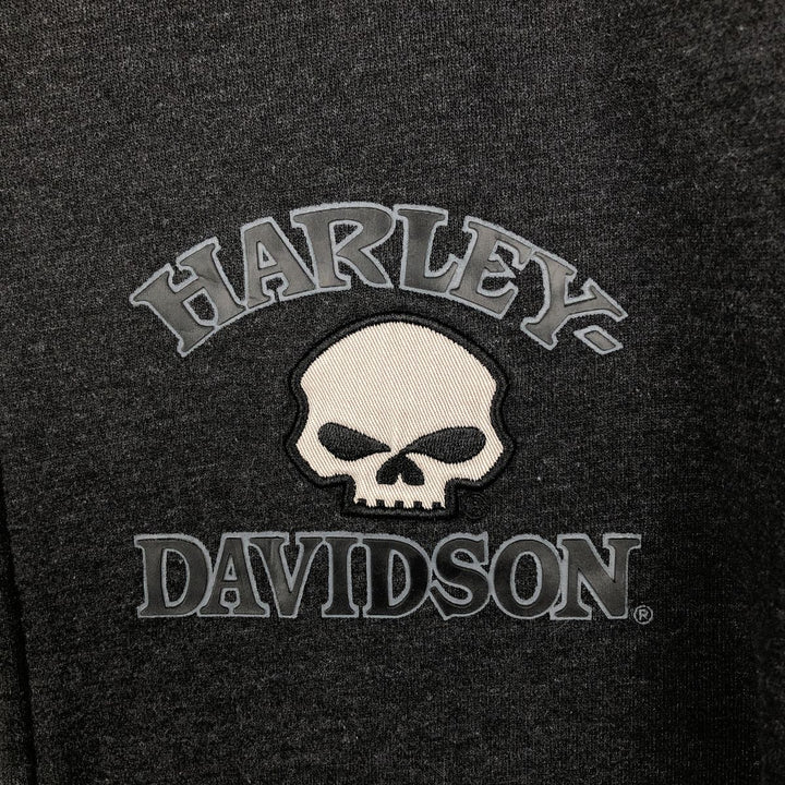 Harley-Davidson Skull Pattern Full-Zip Hoodie, Men's Size L cotton black type Vintage Second Hand