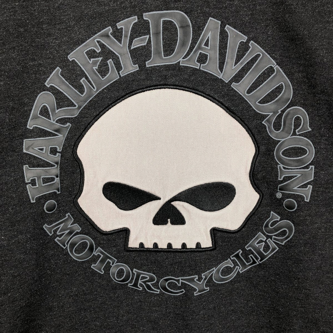 Harley-Davidson Skull Pattern Full-Zip Hoodie, Men's Size L cotton black type Vintage Second Hand