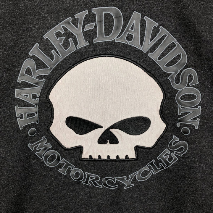 Harley-Davidson Skull Pattern Full-Zip Hoodie, Men's Size L cotton black type Vintage Second Hand