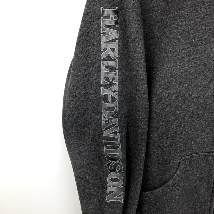 Harley-Davidson Skull Pattern Full-Zip Hoodie, Men's Size L cotton black type Vintage Second Hand