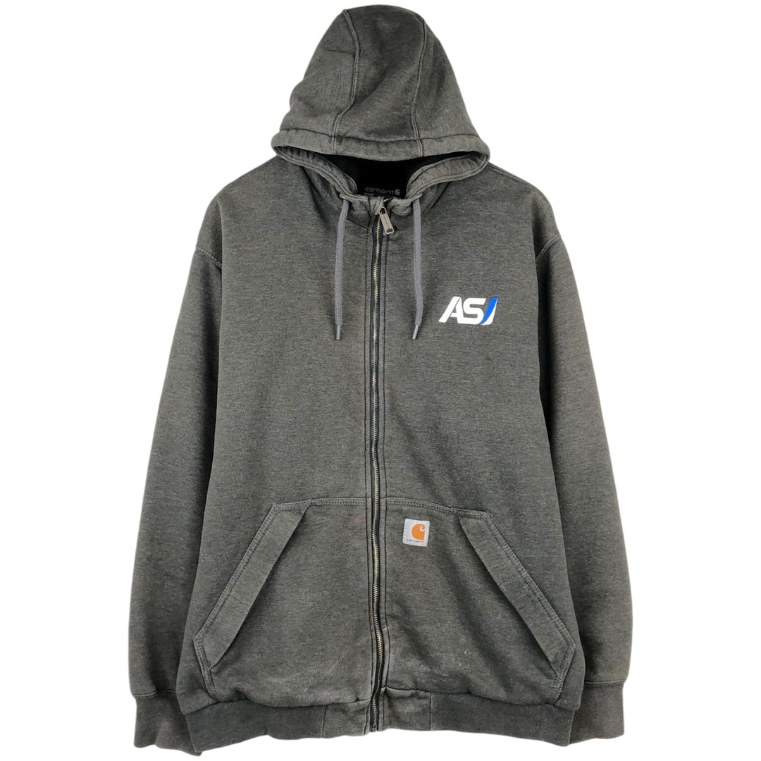 Carhartt Loose Fit RAIN DEFENDER ASB Advertising Full-Zip Sweatshirt Hoodie (Men's Size L equivalent) unclear Charcoal Vintage Second Hand