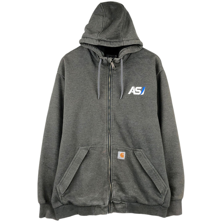 Carhartt Loose Fit RAIN DEFENDER ASB Advertising Full-Zip Sweatshirt Hoodie (Men's Size L equivalent) unclear Charcoal Vintage Second Hand