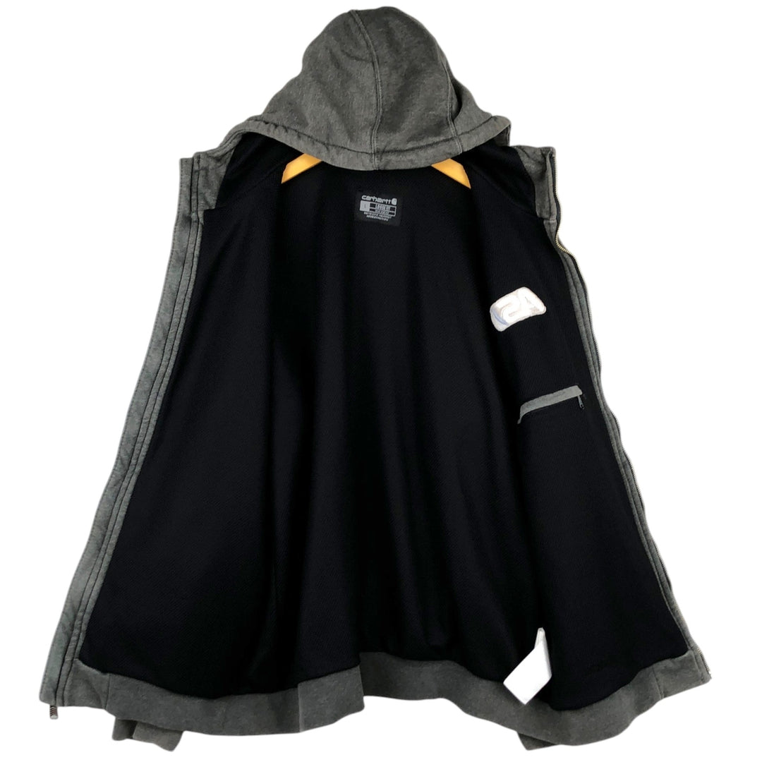 Carhartt Loose Fit RAIN DEFENDER ASB Advertising Full-Zip Sweatshirt Hoodie (Men's Size L equivalent) unclear Charcoal Vintage Second Hand