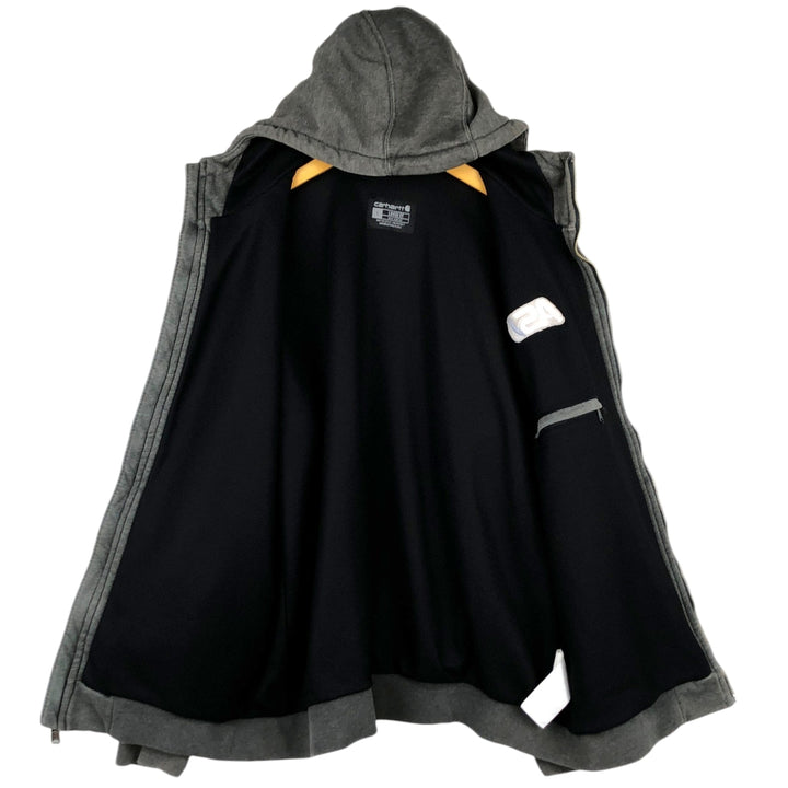 Carhartt Loose Fit RAIN DEFENDER ASB Advertising Full-Zip Sweatshirt Hoodie (Men's Size L equivalent) unclear Charcoal Vintage Second Hand