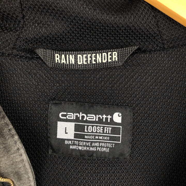 Carhartt Loose Fit RAIN DEFENDER ASB Advertising Full-Zip Sweatshirt Hoodie (Men's Size L equivalent) unclear Charcoal Vintage Second Hand