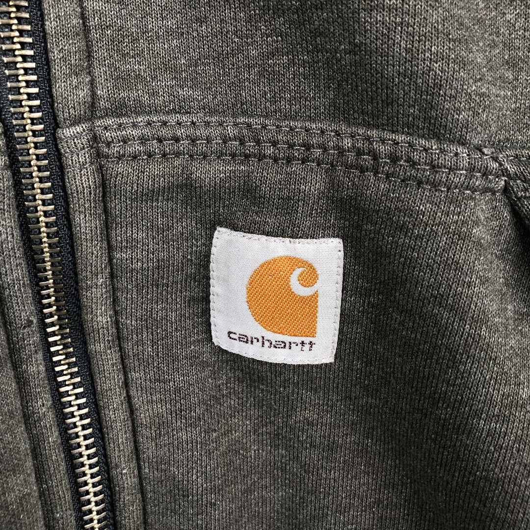 Carhartt Loose Fit RAIN DEFENDER ASB Advertising Full-Zip Sweatshirt Hoodie (Men's Size L equivalent) unclear Charcoal Vintage Second Hand