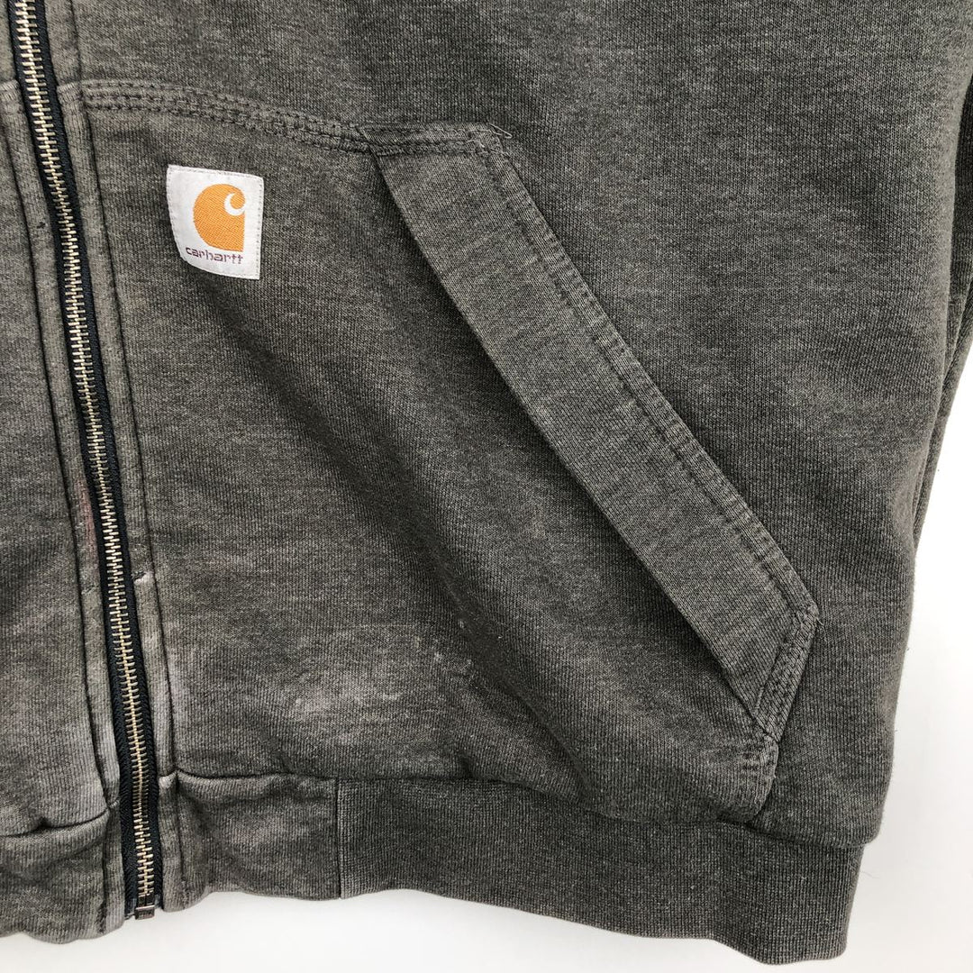 Carhartt Loose Fit RAIN DEFENDER ASB Advertising Full-Zip Sweatshirt Hoodie (Men's Size L equivalent) unclear Charcoal Vintage Second Hand