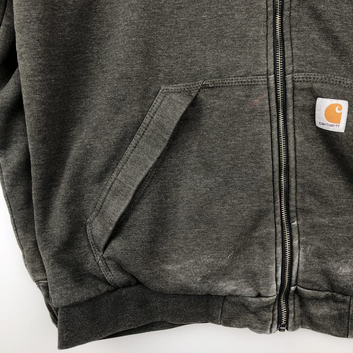 Carhartt Loose Fit RAIN DEFENDER ASB Advertising Full-Zip Sweatshirt Hoodie (Men's Size L equivalent) unclear Charcoal Vintage Second Hand