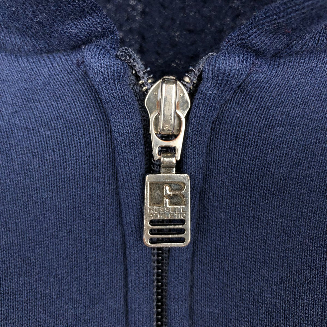 Vintage 90'S Russell Athletic full-zip sweatshirt, size L, men's cotton navy blue type Vintage Second Hand