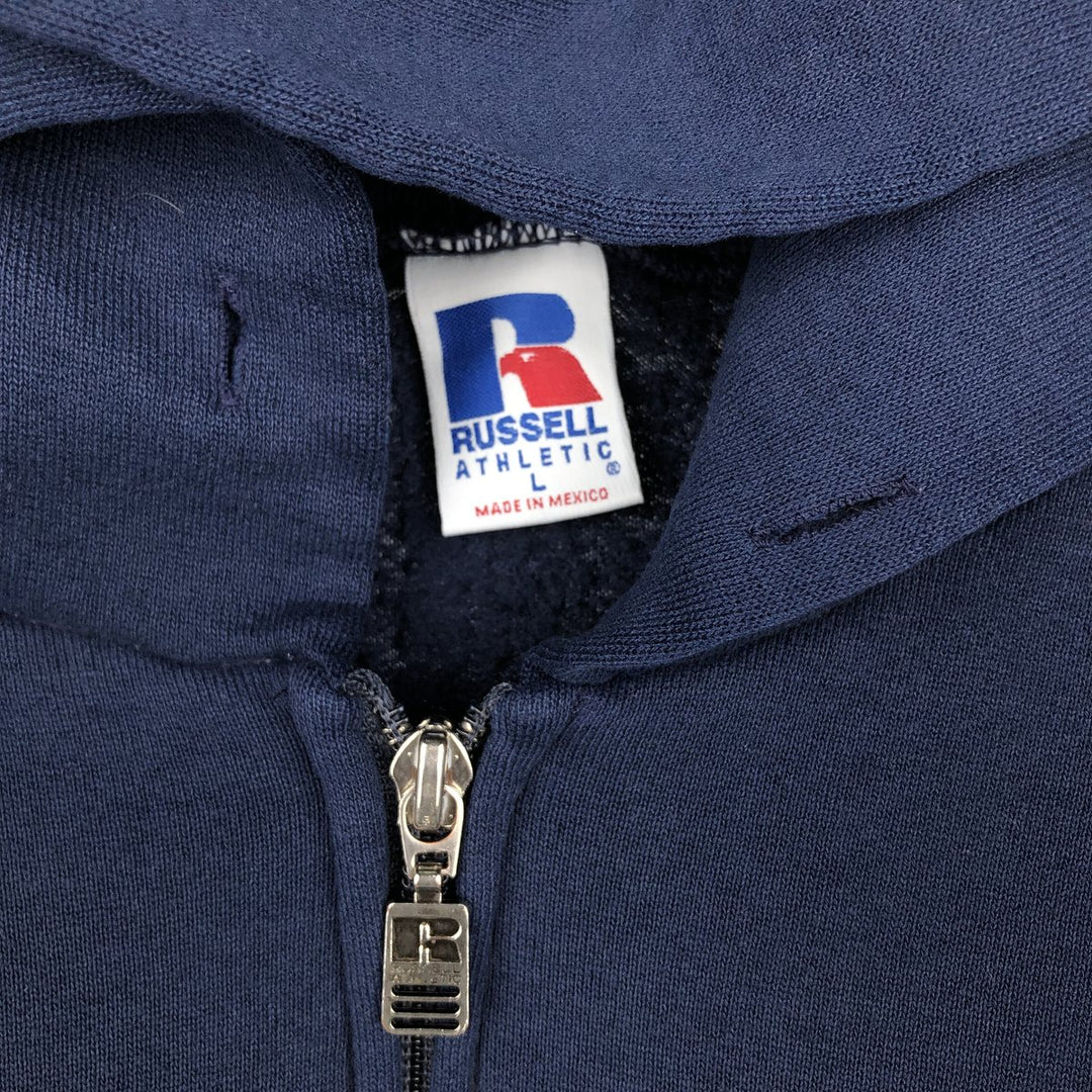 Vintage 90'S Russell Athletic full-zip sweatshirt, size L, men's cotton navy blue type Vintage Second Hand