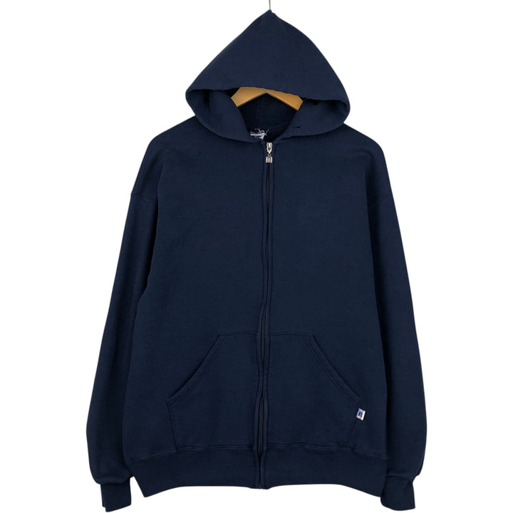Vintage 90'S Russell Athletic full-zip sweatshirt, size L, men's unclear navy blue type Vintage Second Hand