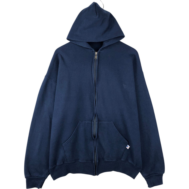 Vintage 90'S Russell Athletic full-zip sweatshirt, size XL, men's cotton navy blue type Vintage Second Hand