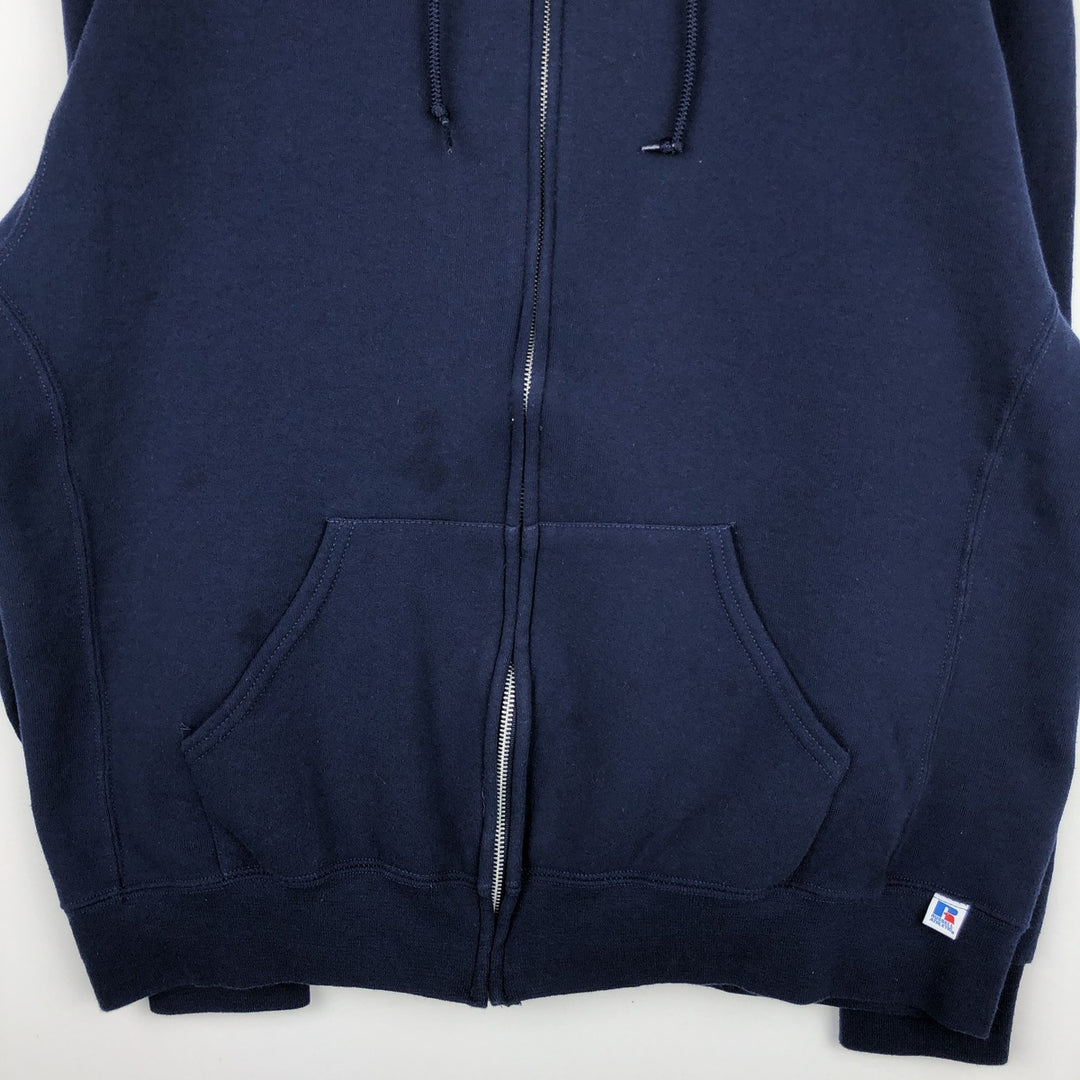 2000'S ~ Russell ATHLETIC Sweatshirt Full Zip Hoodie Men's XL cotton navy blue type Vintage Second Hand