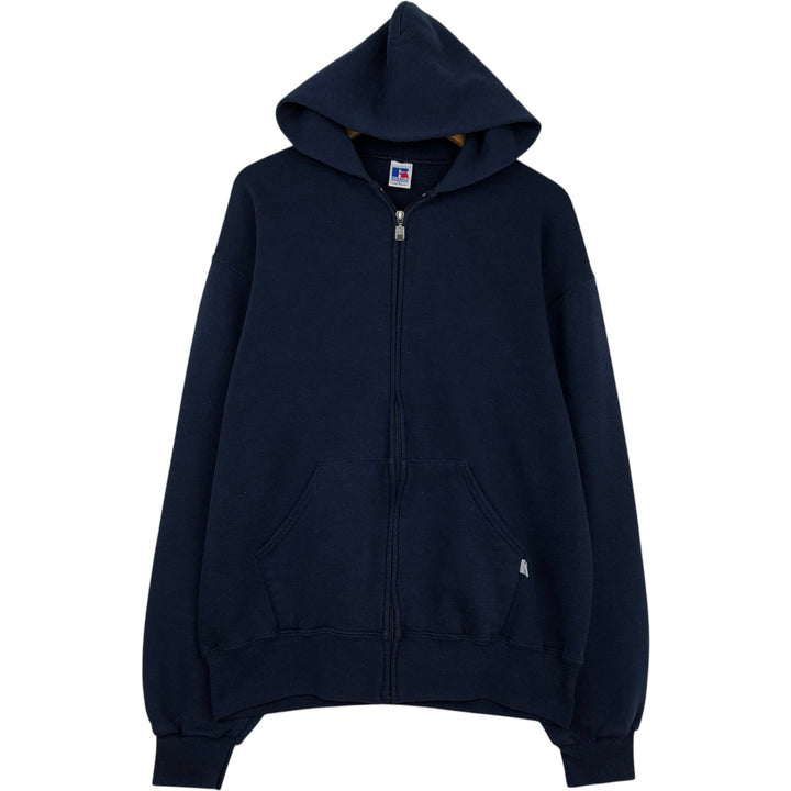 Vintage 90'S Russell Athletic full-zip sweatshirt, size L, men's cotton navy blue type Vintage Second Hand