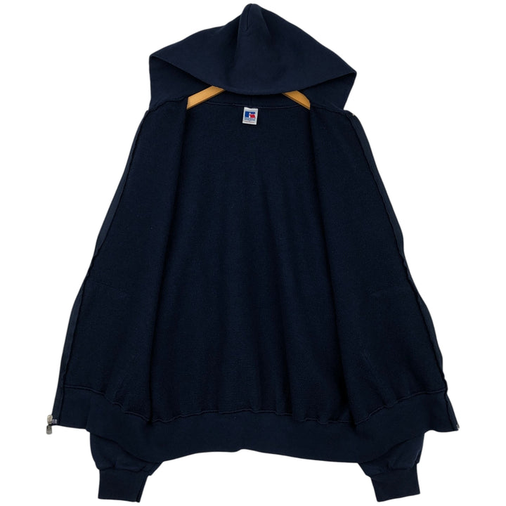 Vintage 90'S Russell Athletic full-zip sweatshirt, size L, men's cotton navy blue type Vintage Second Hand