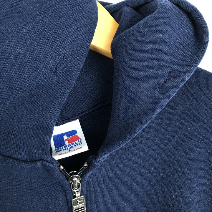 Vintage 90'S Russell Athletic full-zip sweatshirt, size L, men's cotton navy blue type Vintage Second Hand