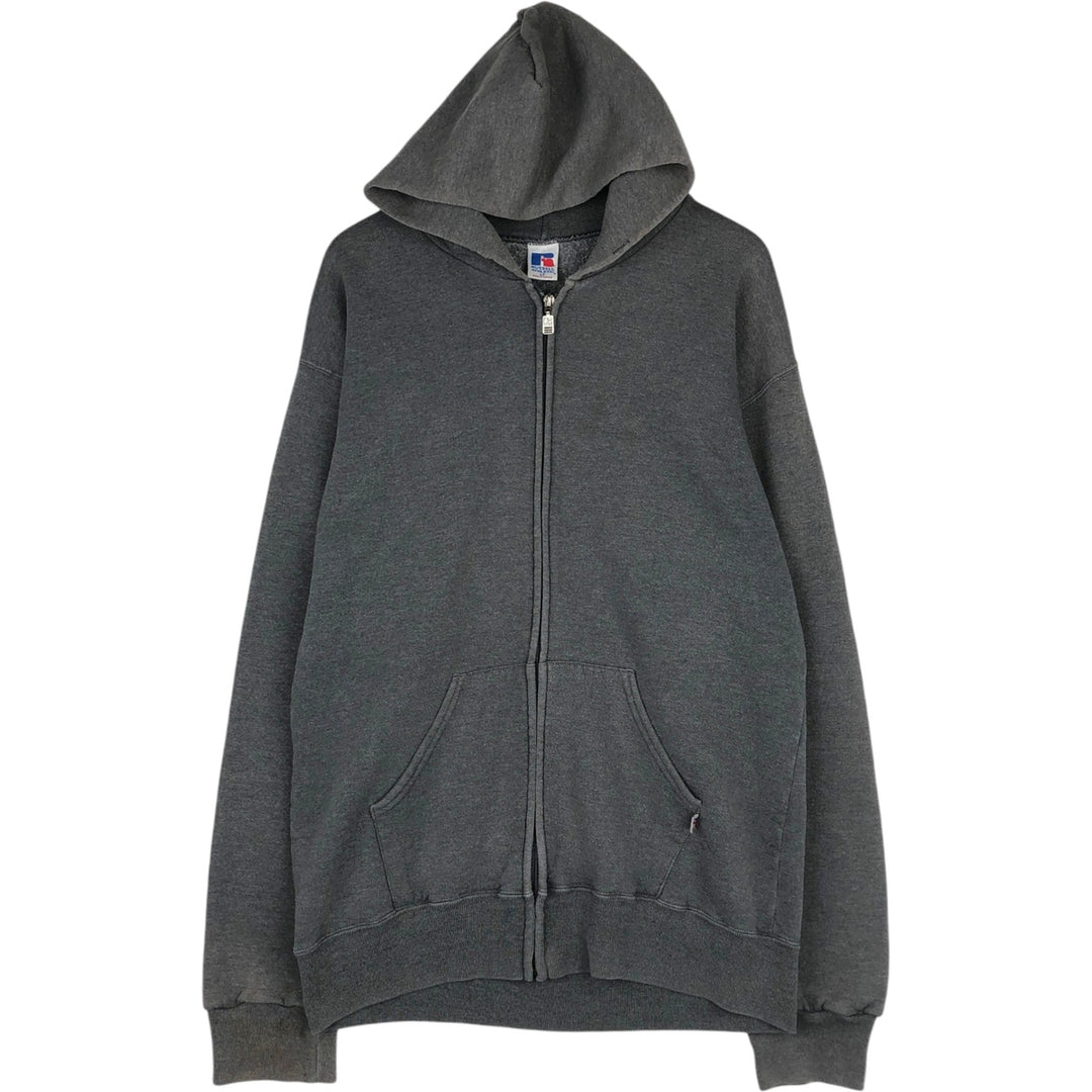 80s-90'S Russell Athletic full-zip sweatshirt hoodie, men's size L equivalent, vintage. cotton gray type Vintage Second Hand