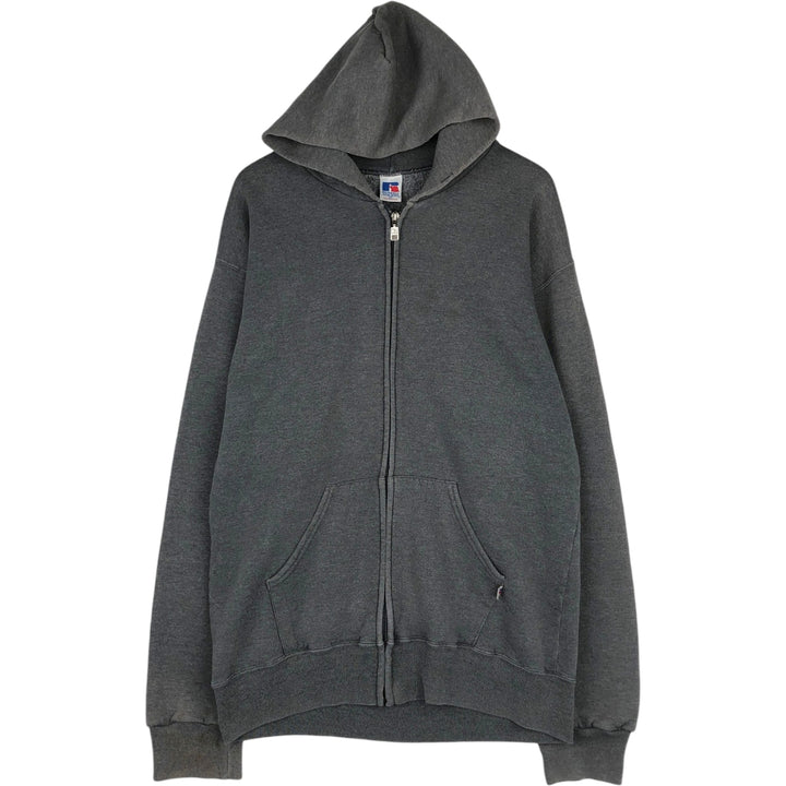 80s-90'S Russell Athletic full-zip sweatshirt hoodie, men's size L equivalent, vintage. cotton gray type Vintage Second Hand